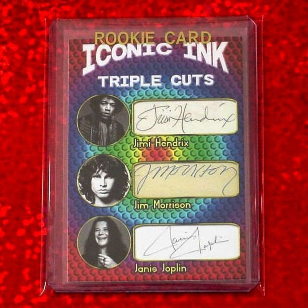 Jimi Hendrix * Jim Morrison * Janis Joplin Facsimilie Autograph Card